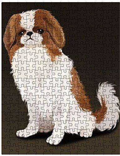 Japanese Chin Red And White Dog Puzzle with Photo Tin