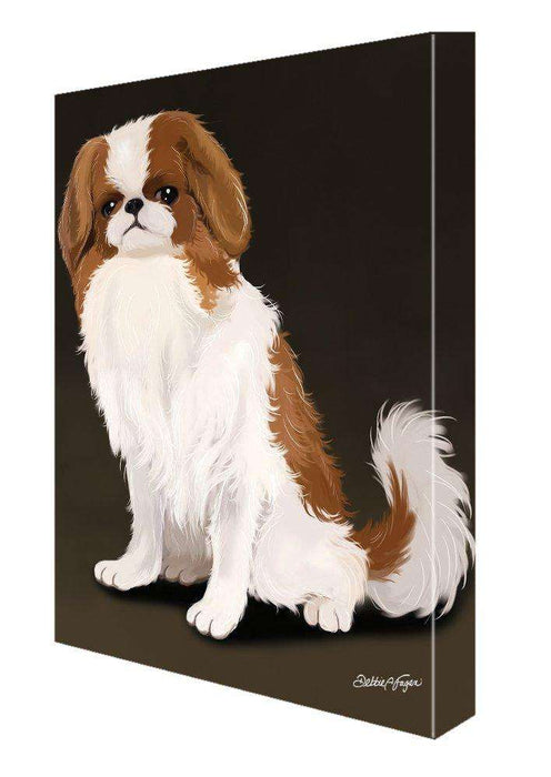 Japanese Chin Red And White Painting Printed on Canvas Wall Art Signed