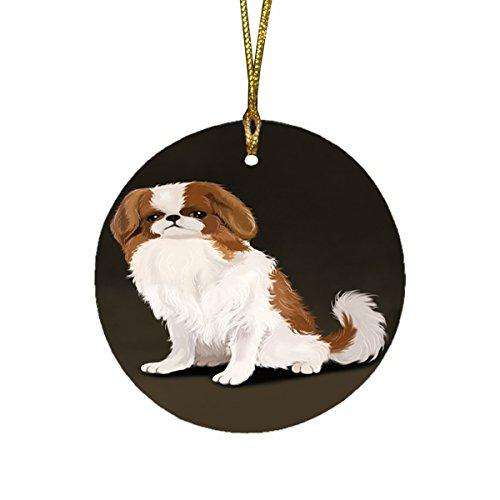 Japanese Chin Red And White Round Christmas Ornament