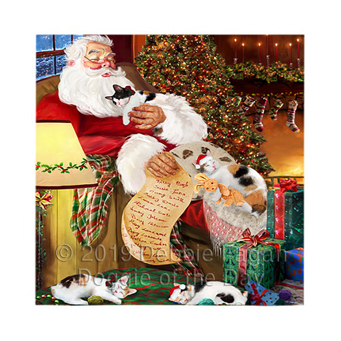 Santa Sleeping with Japanese Bobtail Cats Square Towel 