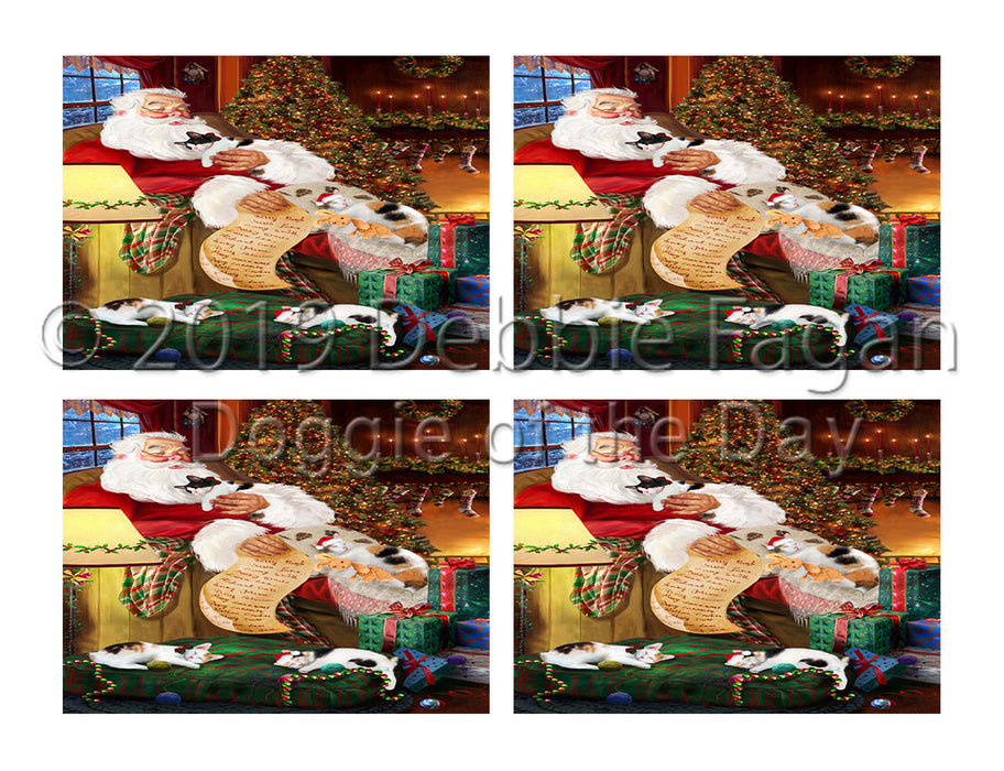 Santa Sleeping with Japanese Bobtail Cats Placemat