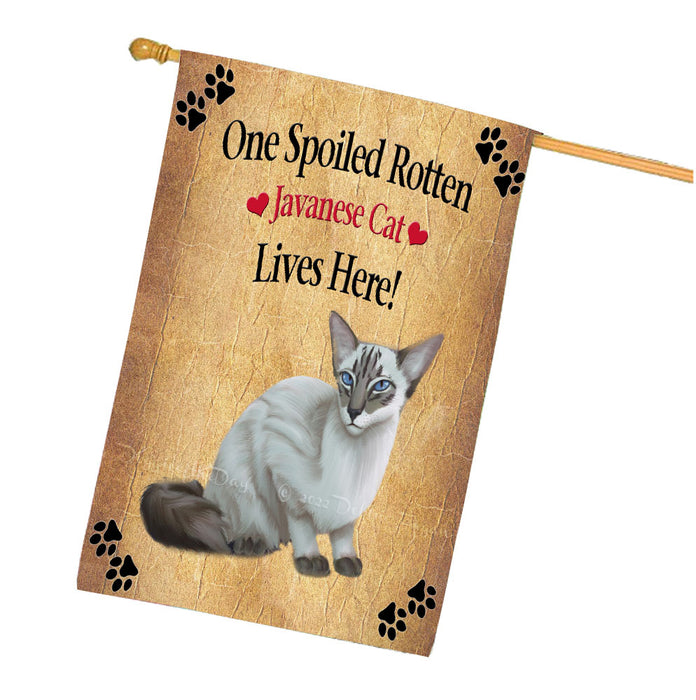 Spoiled Rotten Javanese Cat House Flag Outdoor Decorative Double Sided Pet Portrait Weather Resistant Premium Quality Animal Printed Home Decorative Flags 100% Polyester FLG68354