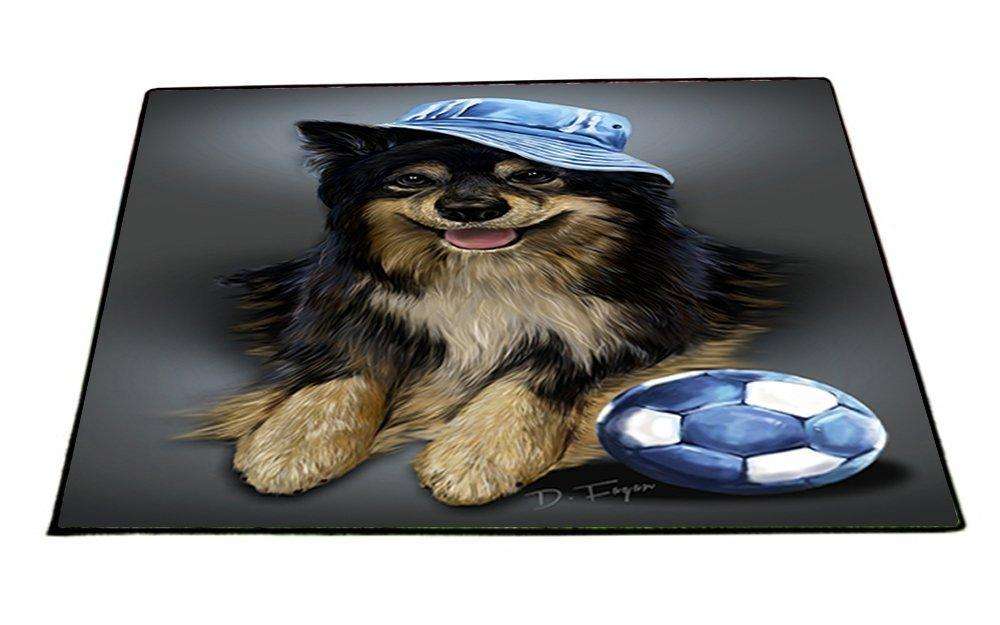Jesi Black Tri Dog Wearing Hat with Ball Indoor/Outdoor Floormat