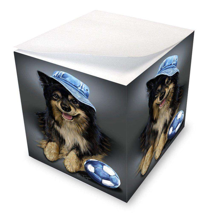 Jesi Black Tri Dog Wearing Hat with Ball Note Cube