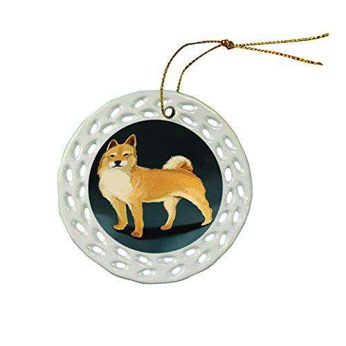 Jindo Dog Christmas Doily Ceramic Ornament