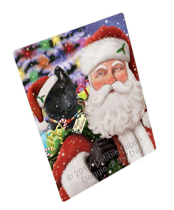 Jolly Old Saint Nick Santa Holding Belgian Shepherds Dog And Happy Holiday Gifts Magnet Mini (3.5" x 2")