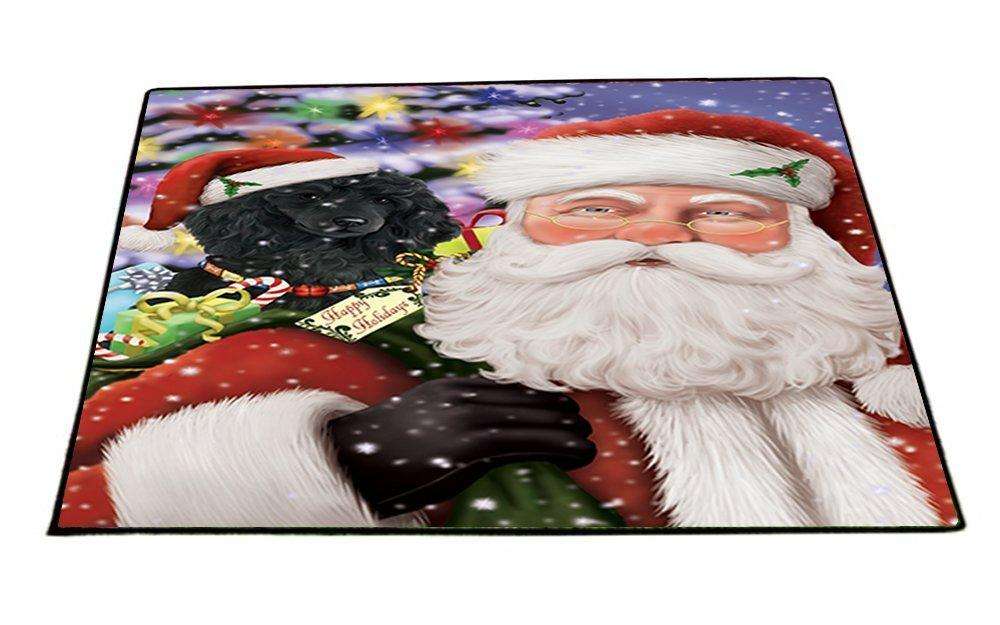 Jolly Old Saint Nick Santa Holding Poodles Dog Christmas Holiday Presents Indoor/Outdoor Floormat