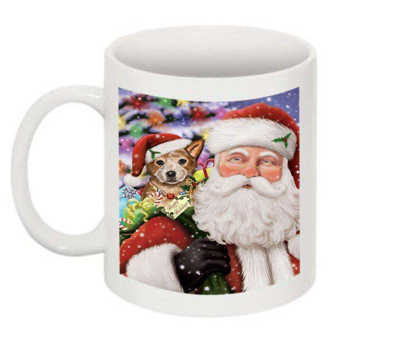Jolly Santa Holding Australian Cattle Dog Christmas Mug CMG0270