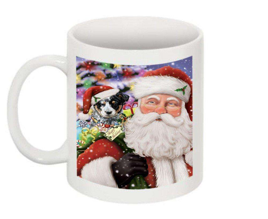 Jolly Santa Holding Australian Cattle Dog Christmas Mug CMG0271