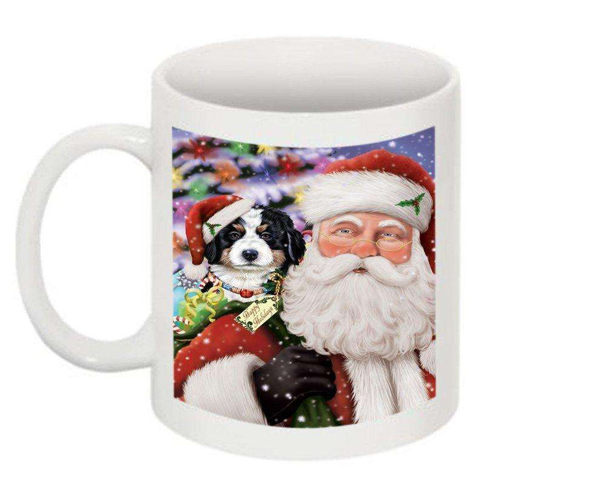 Jolly Santa Holding Bernese Mountain Dog Christmas Mug CMG0279