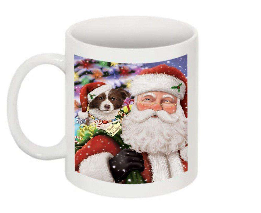 Jolly Santa Holding Border Collie Dog Christmas Mug CMG0281