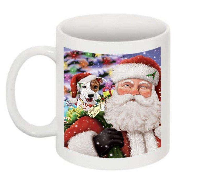 Jolly Santa Holding Jack Russell Terrier Dog Christmas Mug CMG0290