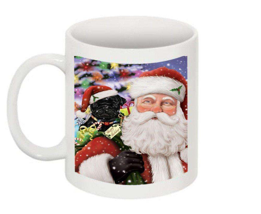 Jolly Santa Holding Pug Dog Christmas Mug CMG0292