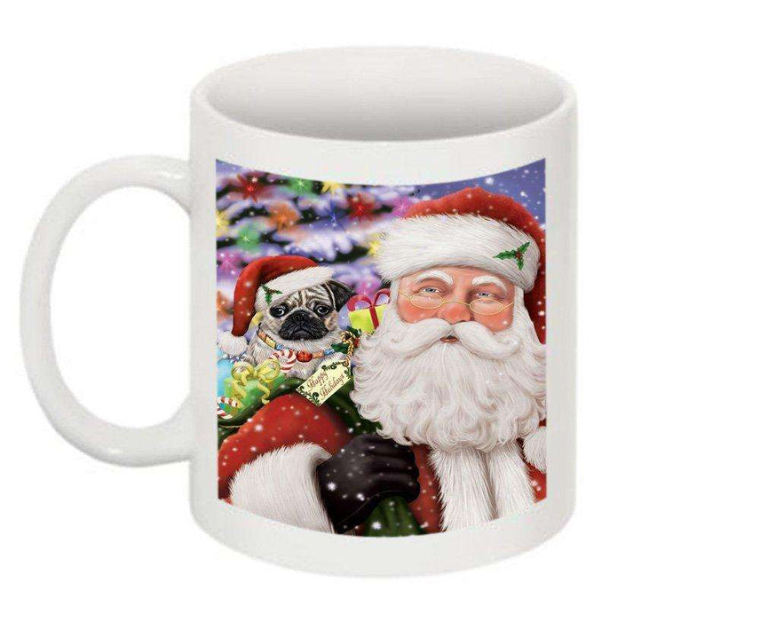 Jolly Santa Holding Pug Dog Christmas Mug CMG0293