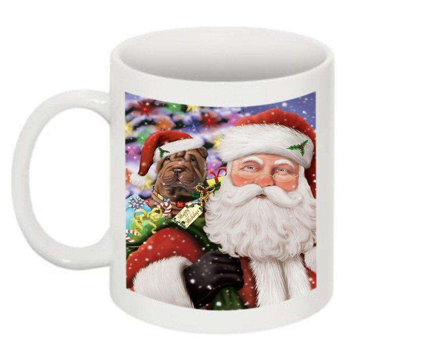 Jolly Santa Holding Shar Pei Dog Christmas Mug CMG0296
