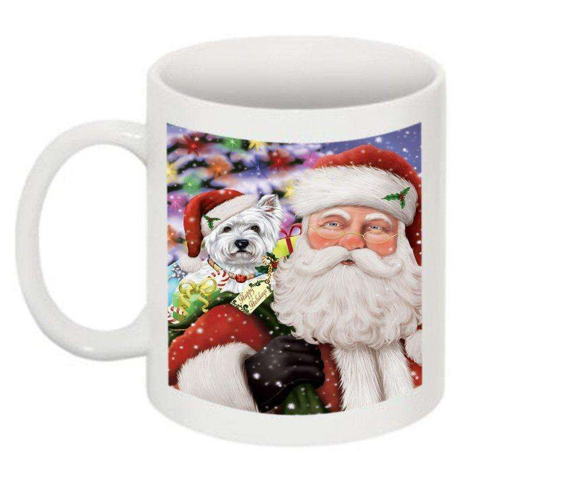 Jolly Santa Holding West Highland White Terrier Dog Christmas Mug CMG0299