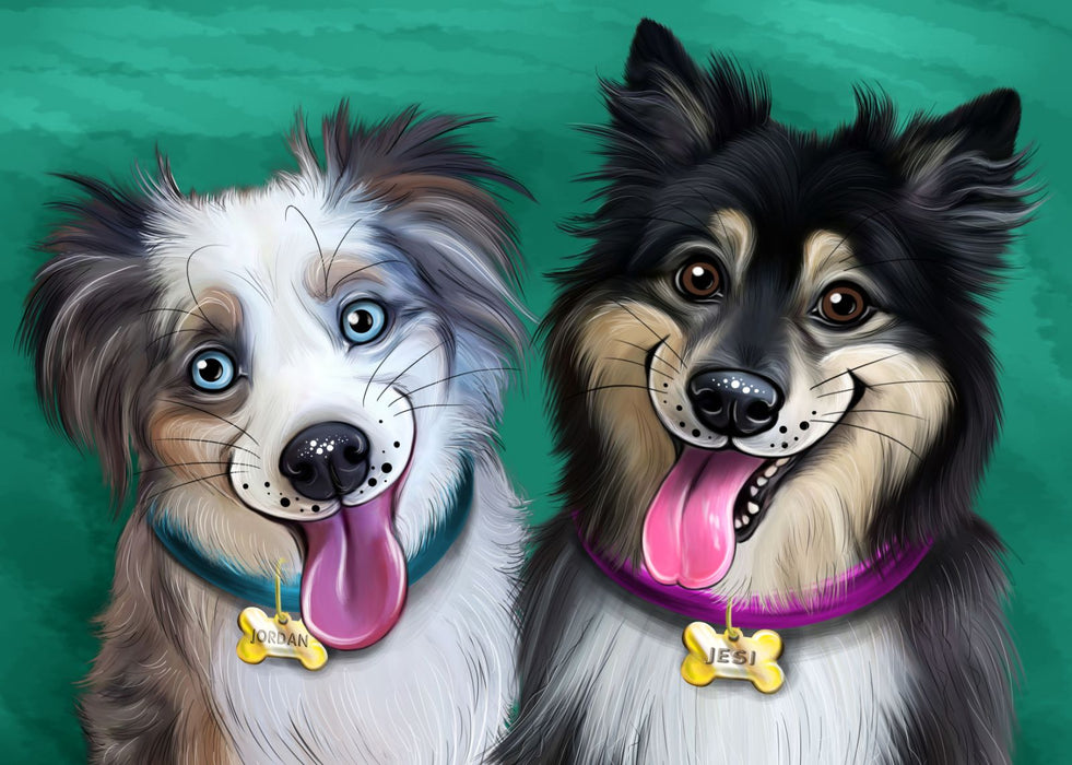 Digital Caricature PERSONALIZED Painting PET PORTRAIT! Custom Pet Photo Dog or Cat Art