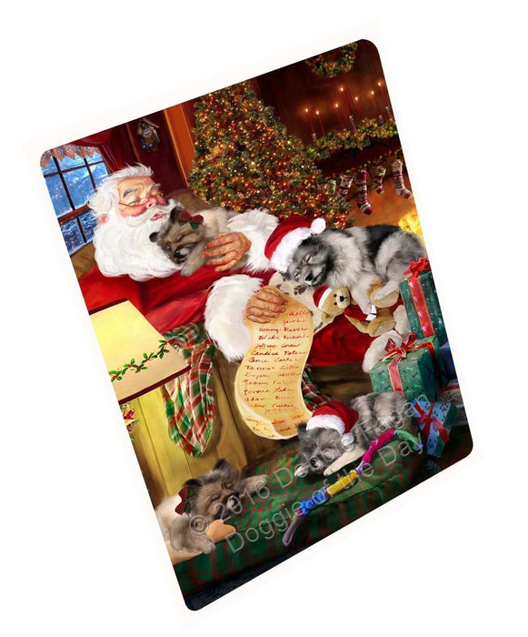 Keeshond Dog And Puppies Sleeping With Santa Magnet Mini (3.5" x 2")