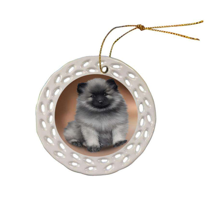 Keeshond Dog Ceramic Doily Ornament DPOR52741