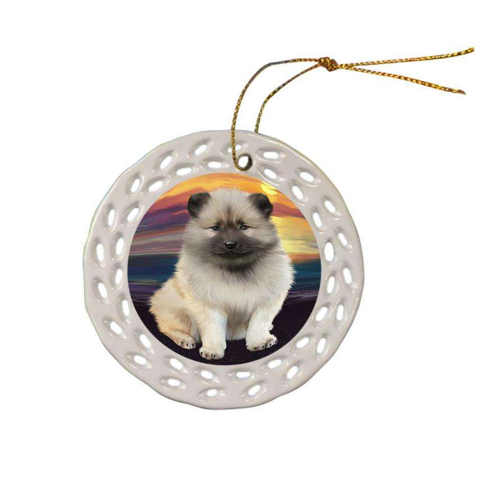 Keeshond Dog Ceramic Doily Ornament DPOR52788