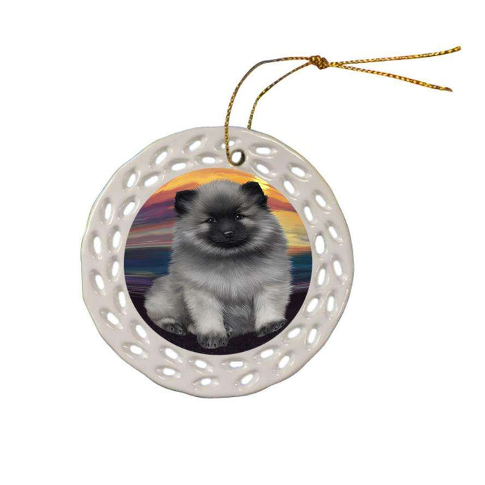 Keeshond Dog Ceramic Doily Ornament DPOR52791