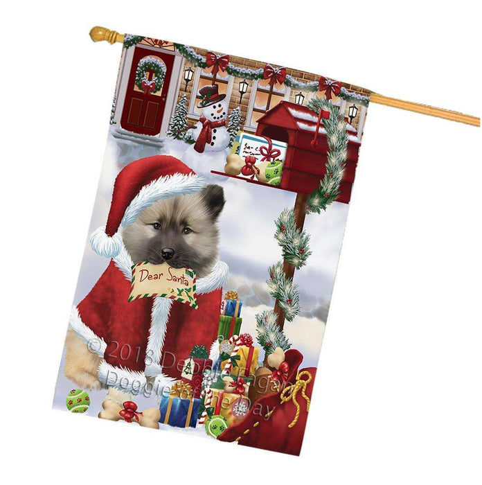 Keeshond Dog Dear Santa Letter Christmas Holiday Mailbox House Flag FLG53741
