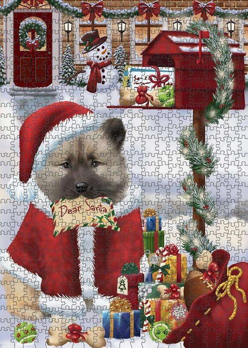 Keeshond Dog Dear Santa Letter Christmas Holiday Mailbox Puzzle with Photo Tin PUZL81328