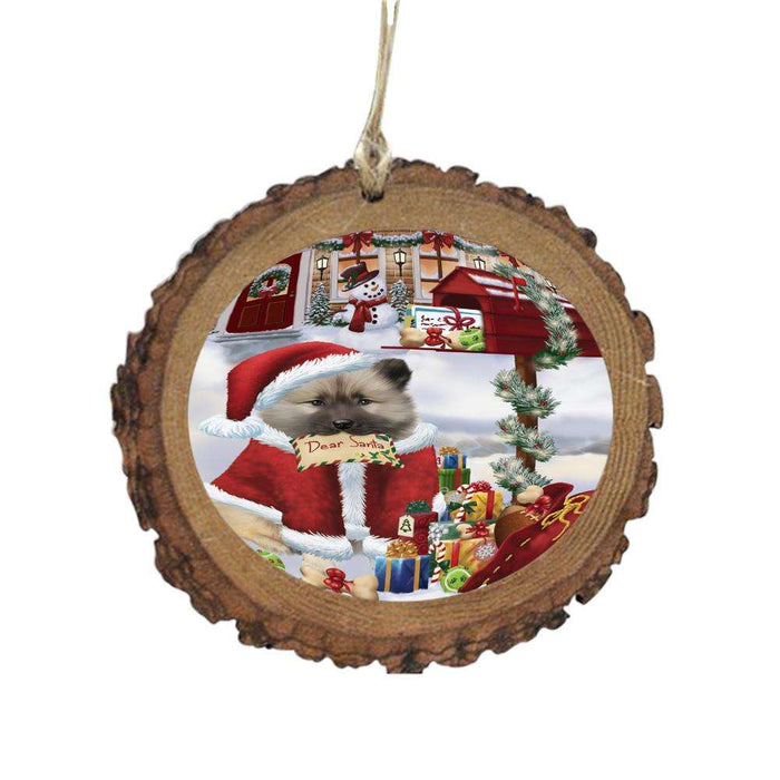 Keeshond Dog Dear Santa Letter Christmas Holiday Mailbox Wooden Christmas Ornament WOR49056