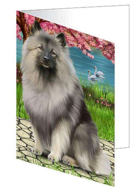 Keeshond Dog Handmade Artwork Assorted Pets Greeting Cards and Note Cards with Envelopes for All Occasions and Holiday Seasons GCD62285
