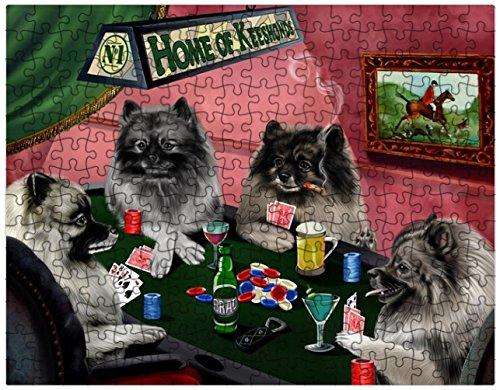 Keeshond Dogs Playing Poker 500 Pc. Puzzle with Photo Tin