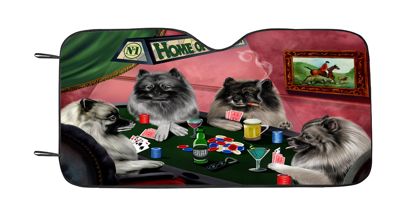 Home of  Keeshond Dogs Playing Poker Car Sun Shade