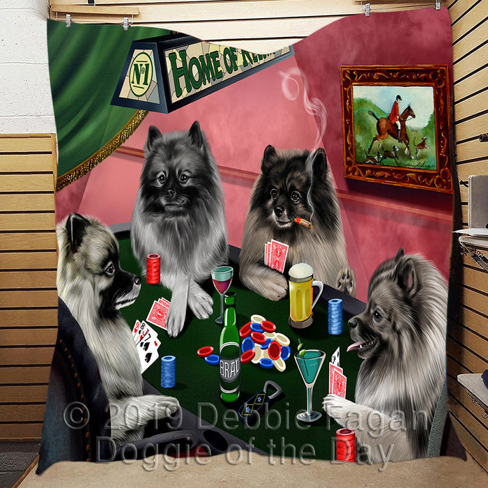 Home of  Keeshond Dogs Playing Poker Quilt