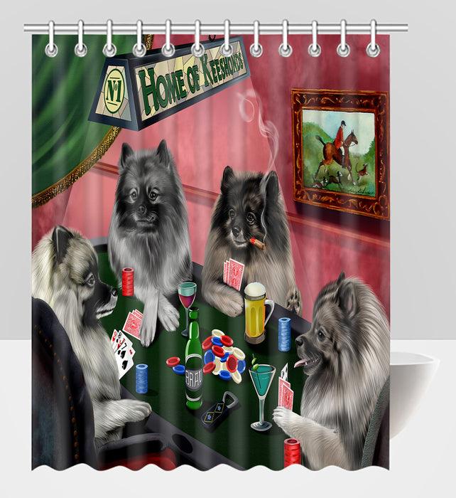 Home of  Keeshond Dogs Playing Poker Shower Curtain