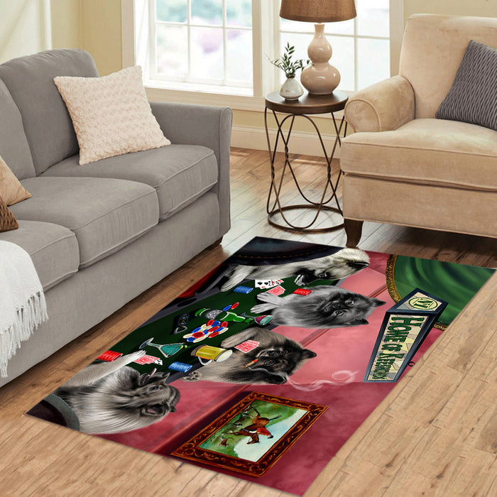 Home of  Keeshond Dogs Playing Poker Area Rug