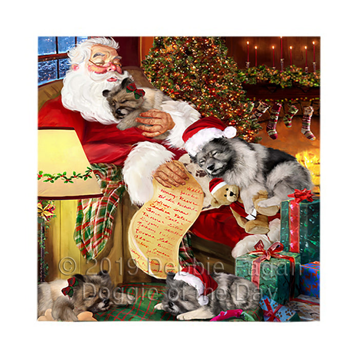 Santa Sleeping with Keeshond Dogs Square Towel 