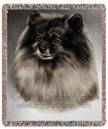 Keeshonds Dog Art Portrait Print Woven Throw Blanket 54 X 38