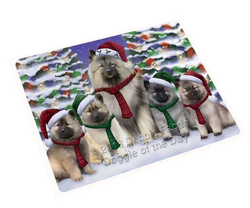 Keeshonds Dog Christmas Family Portrait in Holiday Scenic Background Large Refrigerator / Dishwasher Magnet RMAG76482