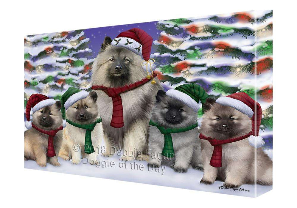 Keeshonds Dog Christmas Family Portrait in Holiday Scenic Background  Canvas Print Wall Art Décor CVS91241