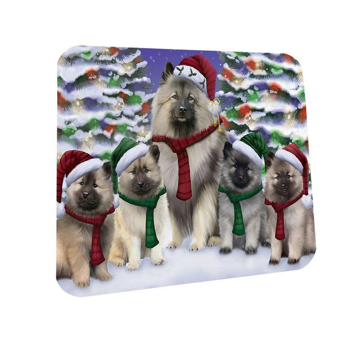 Keeshonds Dog Christmas Family Portrait in Holiday Scenic Background  Coasters Set of 4 CST52675