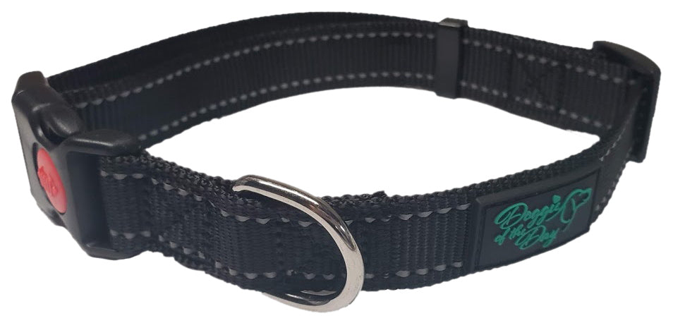 Reflective Nylon Buckle Dog Collar Black- We Donate to Rescues For Each Collar Purchased