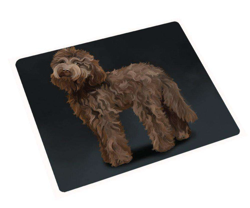 Labradoodle Brown Dog Art Portrait Print Woven Throw Sherpa Plush Fleece Blanket
