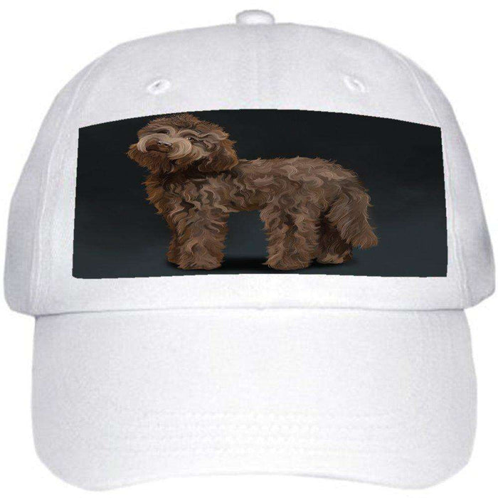 Labradoodle Brown Dog Ball Hat Cap Off White