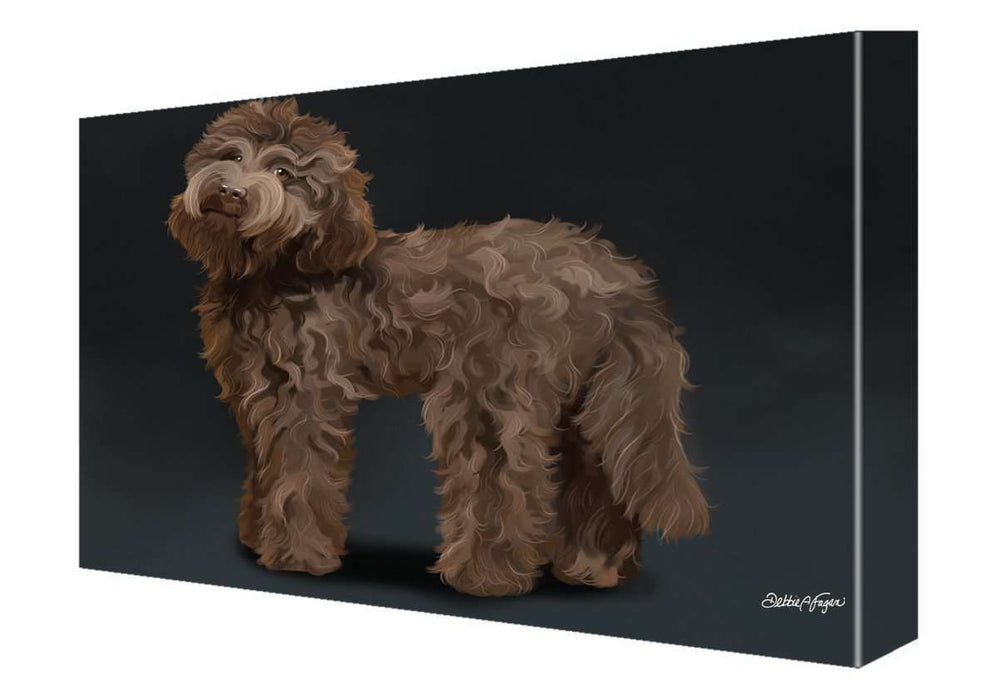 Labradoodle Brown Dog Painting Printed on Canvas Wall Art Signed