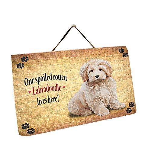 Labradoodle Dog Wall Décor Hanging Spoiled Rotten Dog Slate