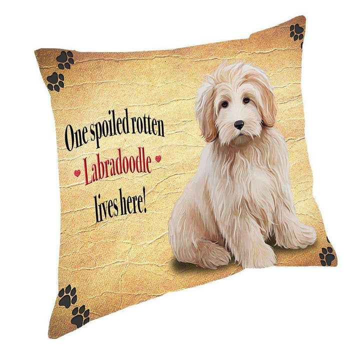 Labradoodle Spoiled Rotten Dog Throw Pillow