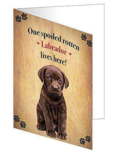 Labrador Brown Spoiled Rotten Dog Handmade Artwork Assorted Pets Greeting Cards and Note Cards with Envelopes for All Occasions and Holiday Seasons
