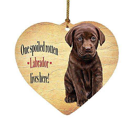 Labrador Brown Spoiled Rotten Dog Heart Christmas Ornament
