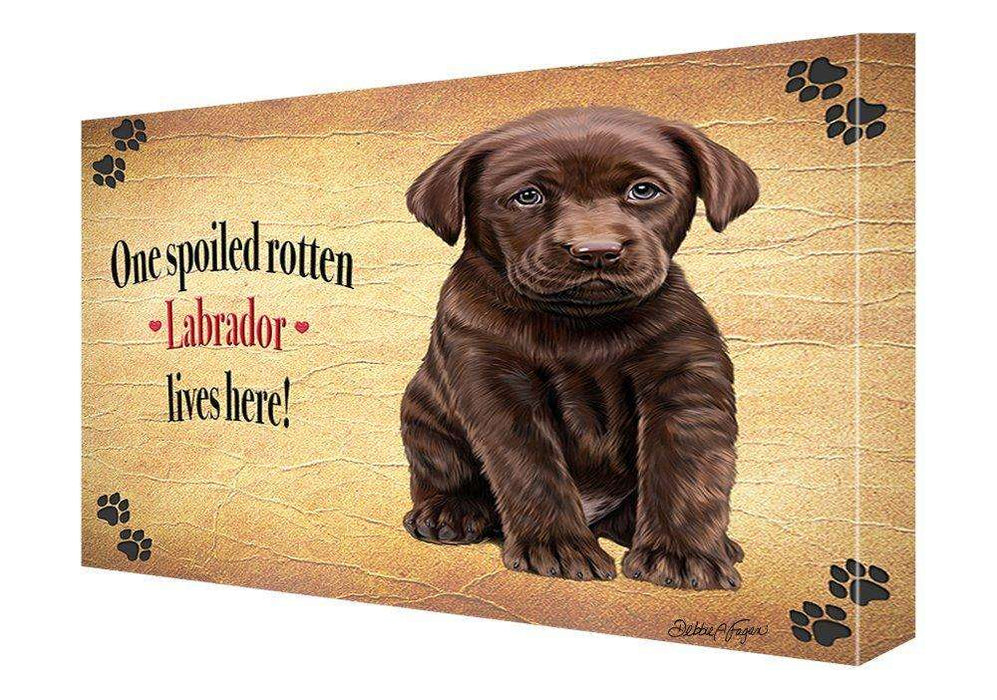 Labrador Brown Spoiled Rotten Dog Painting Printed on Canvas Wall Art Signed