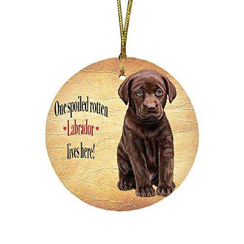 Labrador Brown Spoiled Rotten Dog Round Christmas Ornament