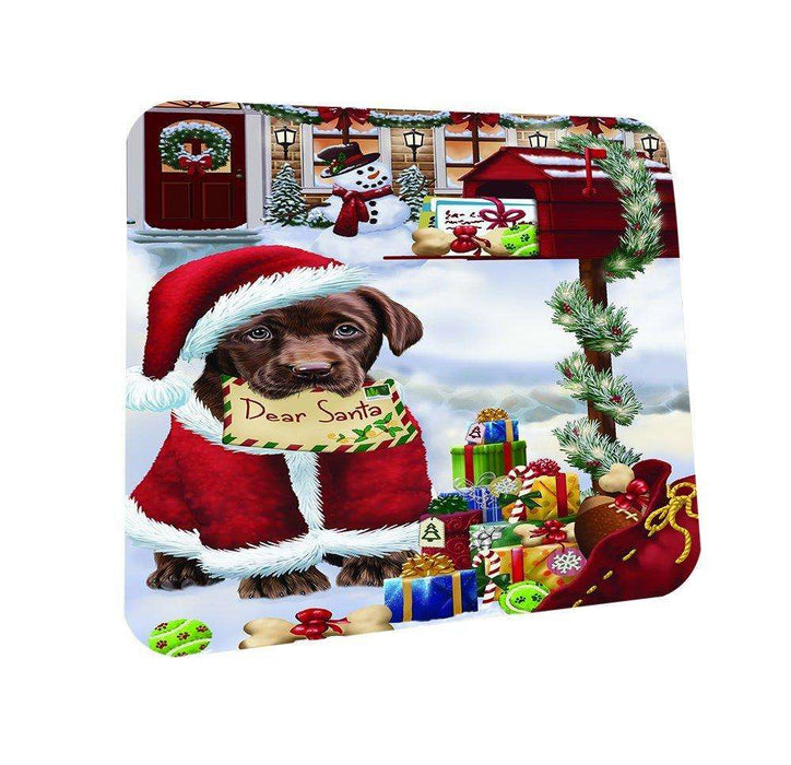 Labrador Dear Santa Letter Christmas Holiday Mailbox Dog Coasters Set of 4